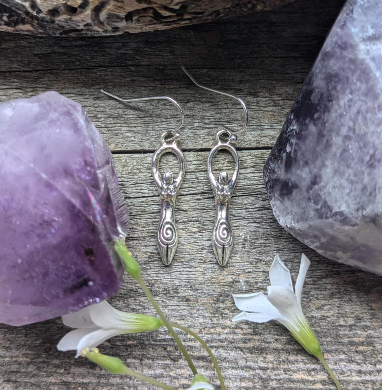 Dainty Silver Goddess Earrings