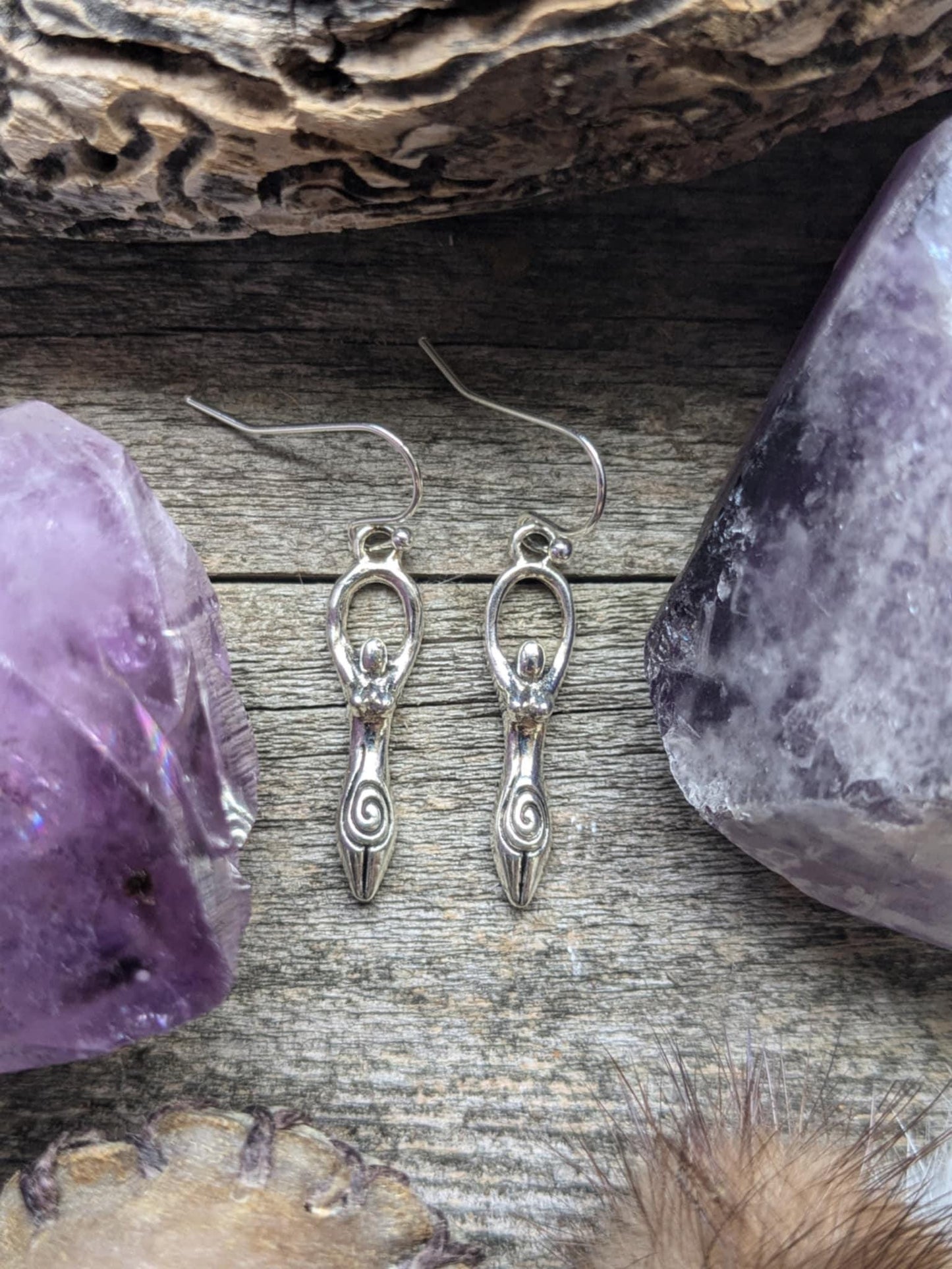 Dainty Silver Goddess Earrings