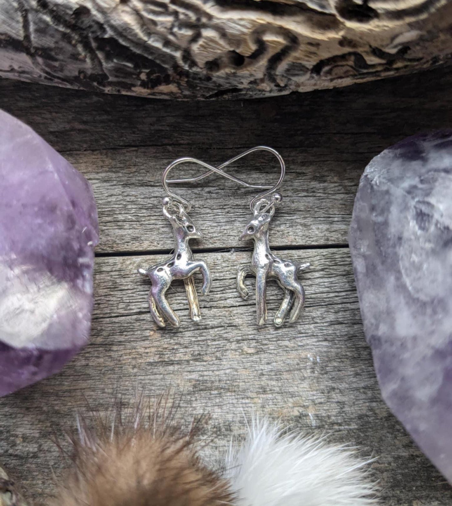 Dainty Silver Fawn Earrings
