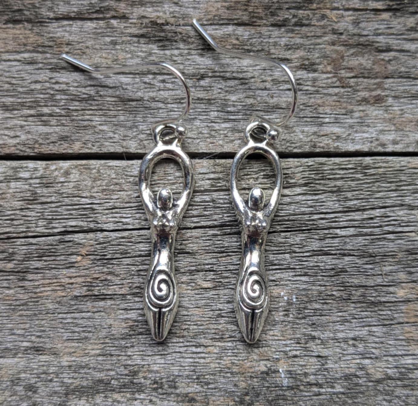 Dainty Silver Goddess Earrings