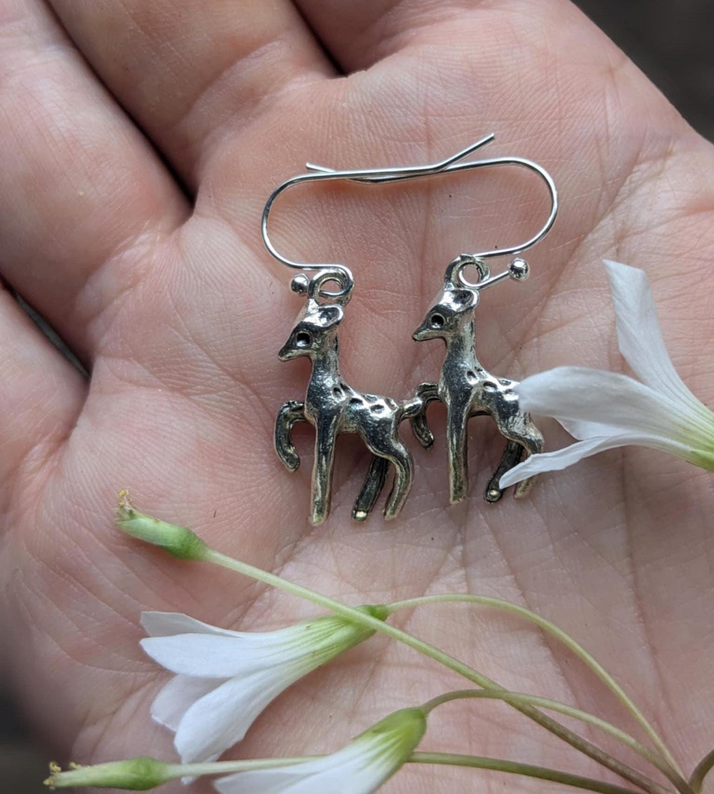 Dainty Silver Fawn Earrings