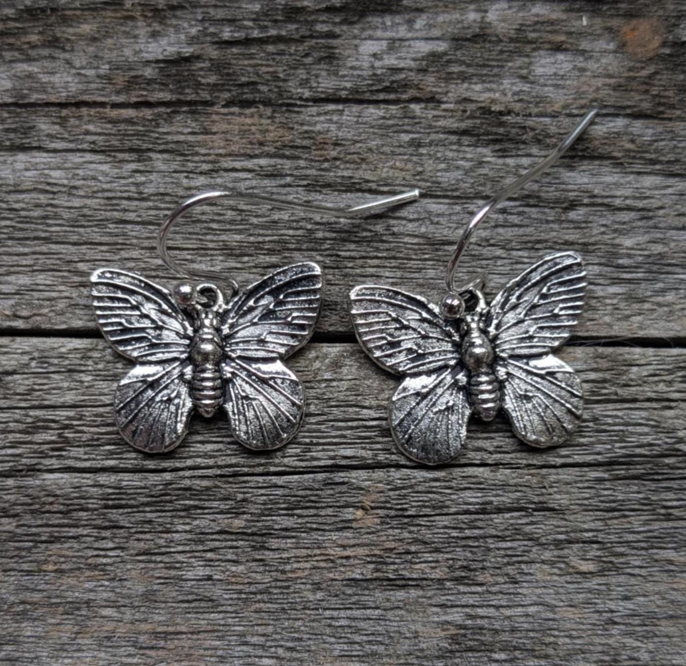 Dainty Silver Butterfly Earrings