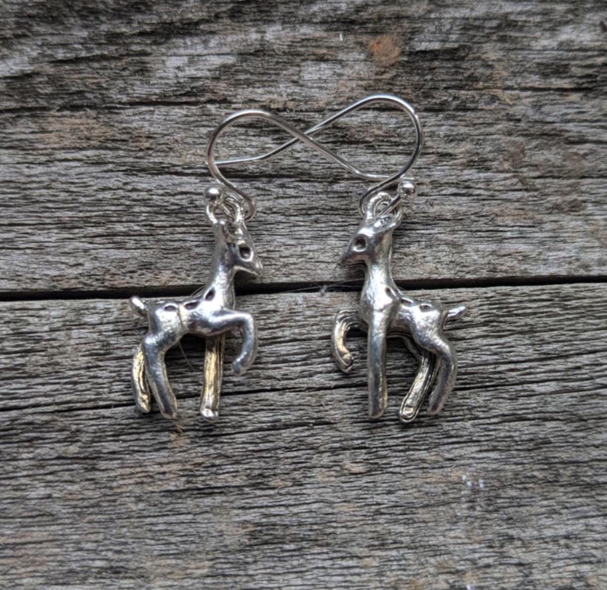 Dainty Silver Fawn Earrings