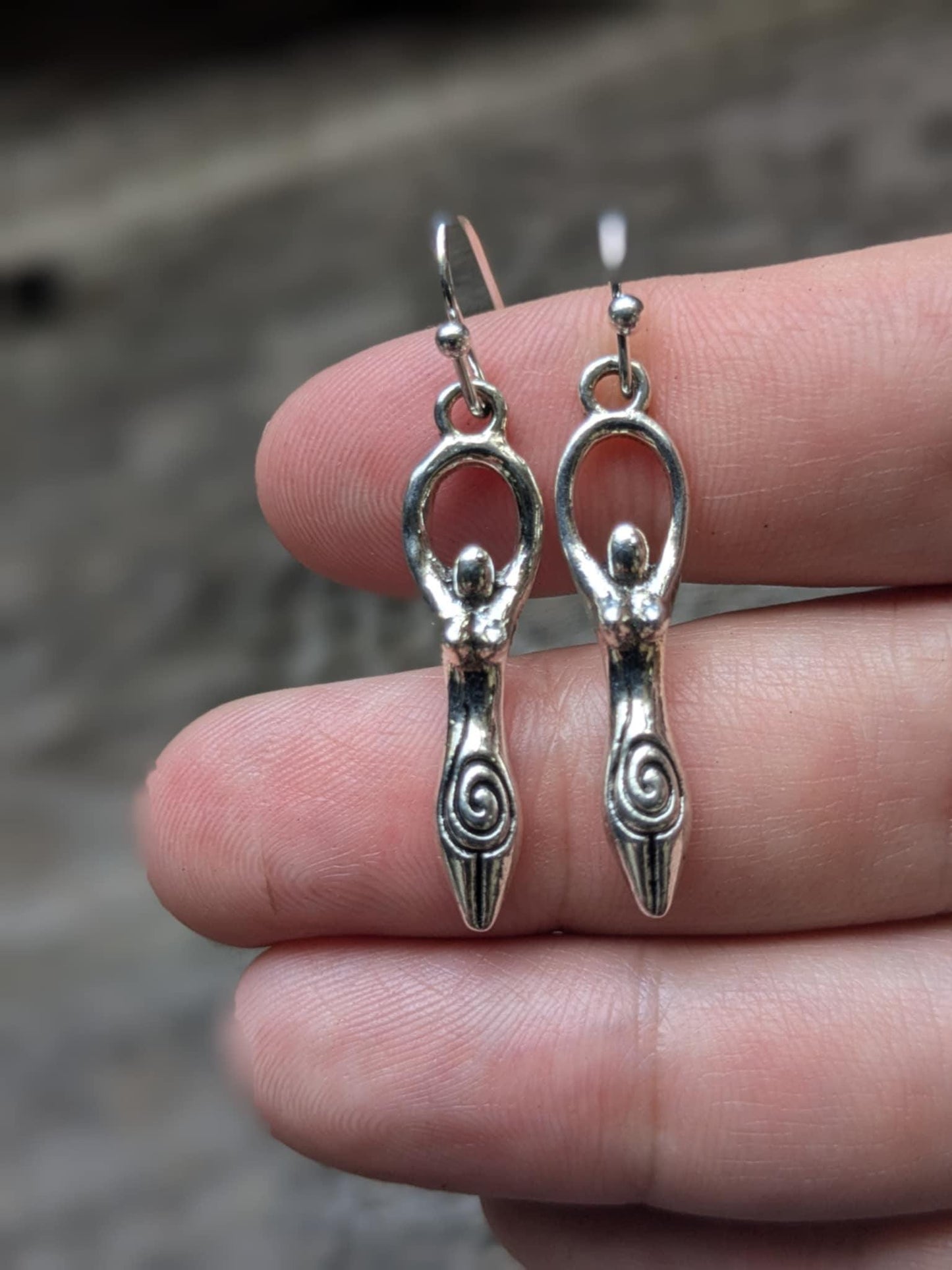 Dainty Silver Goddess Earrings