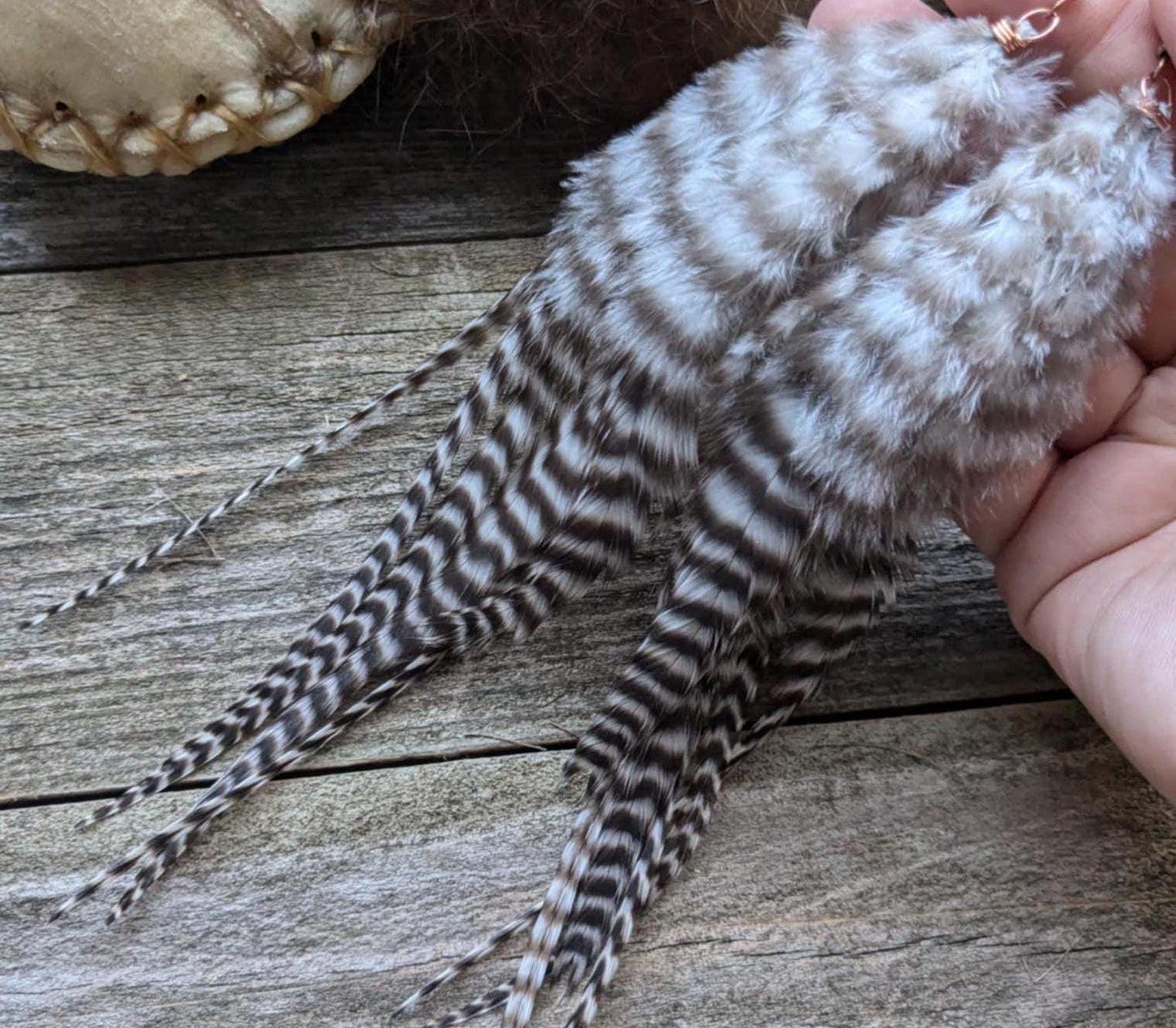 Boho Black & White Feather Earrings