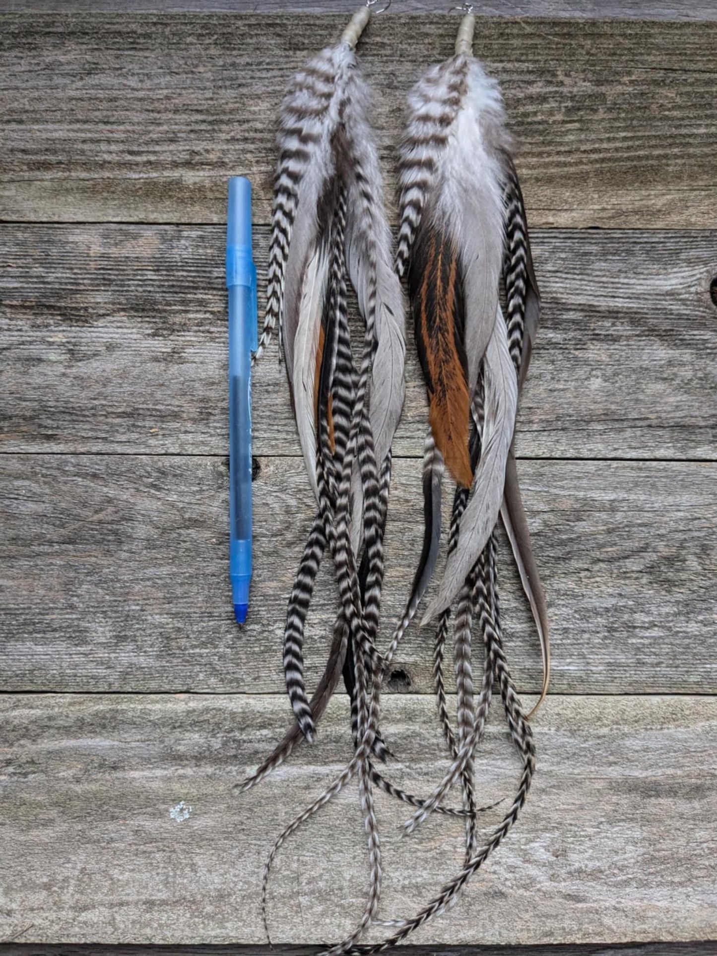 Extra Long Mixed Feather Earrings