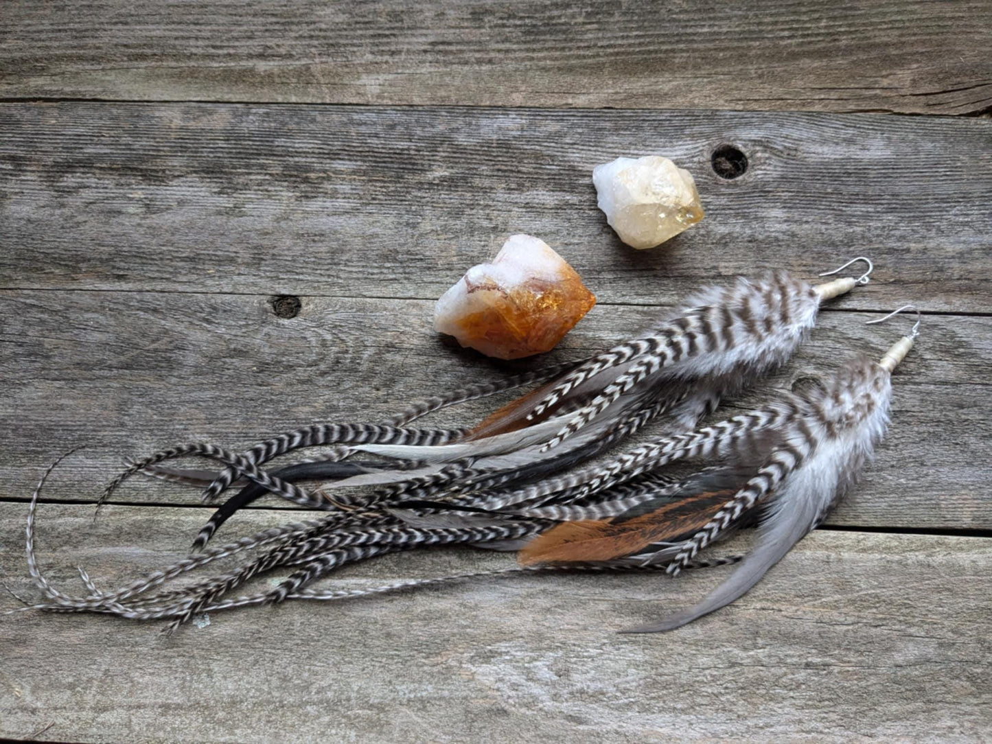 Extra Long Mixed Feather Earrings