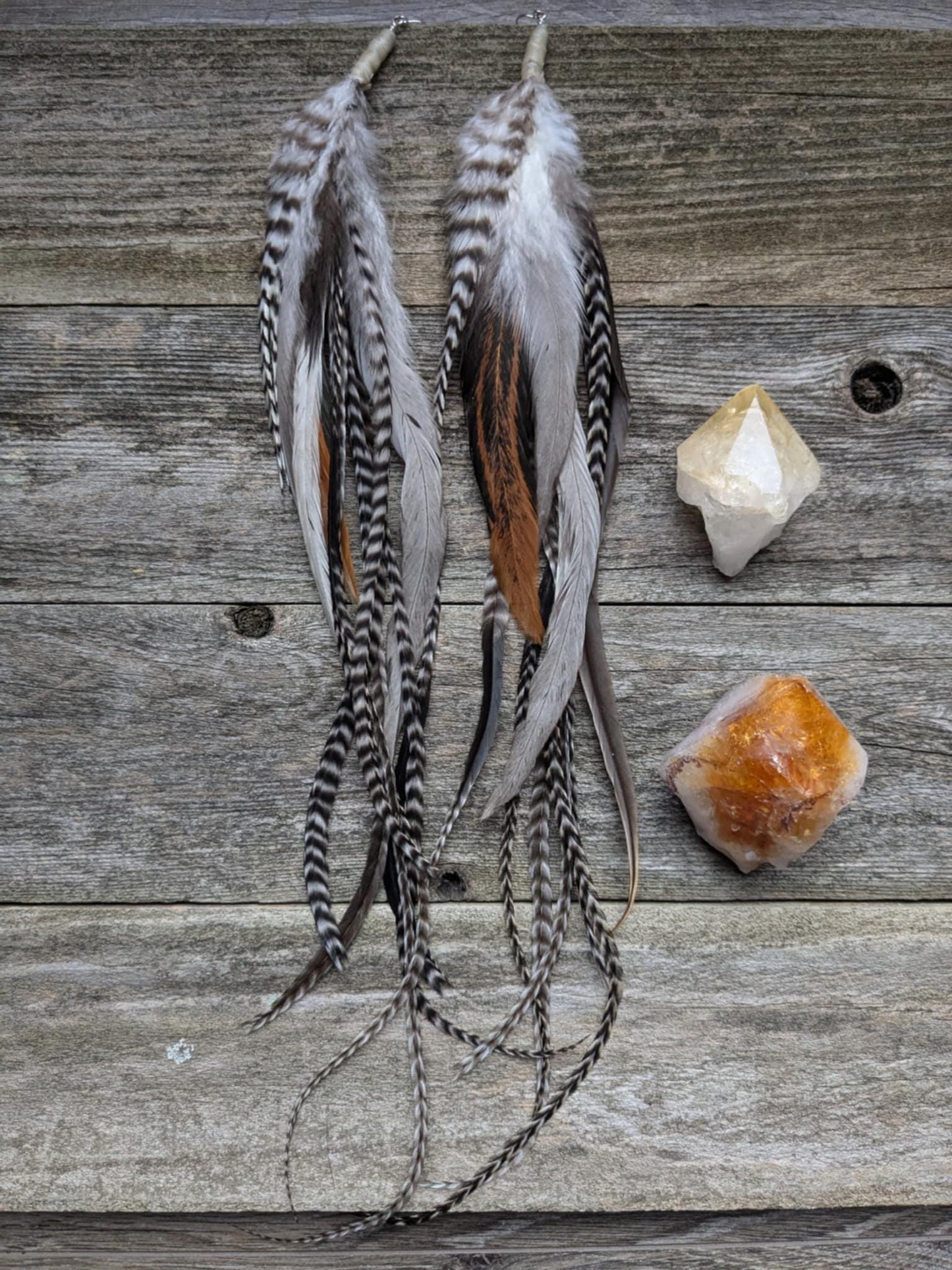 Extra Long Mixed Feather Earrings