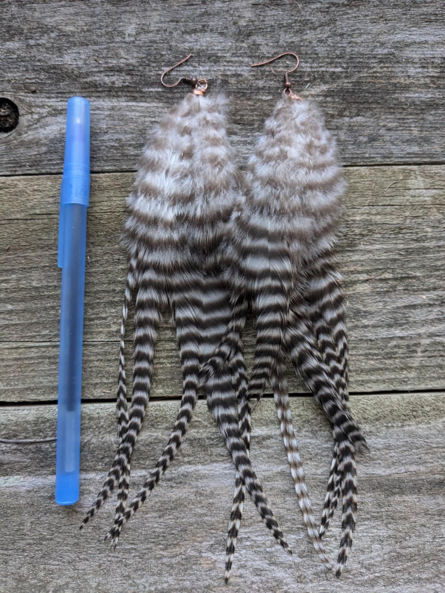 Boho Black & White Feather Earrings