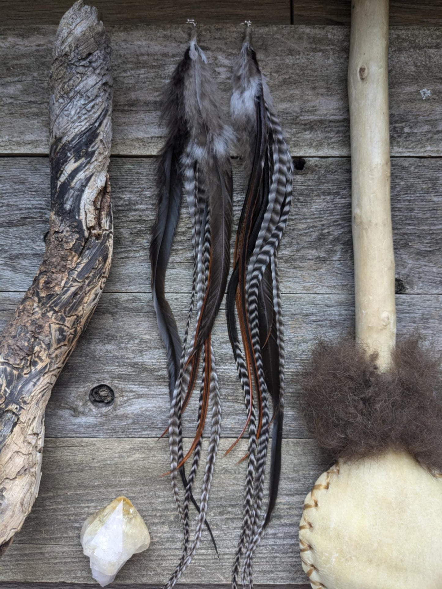 Extra Long Mixed Feather Earrings