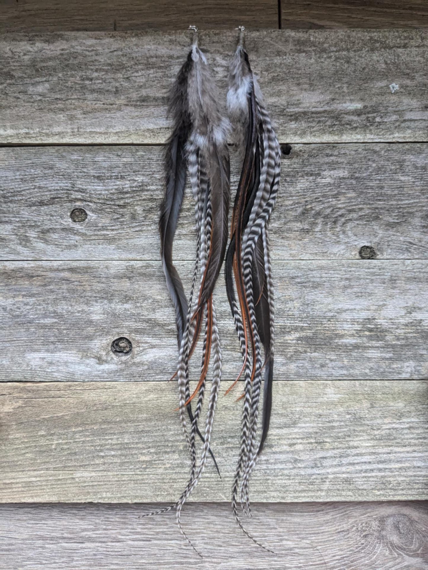 Extra Long Mixed Feather Earrings