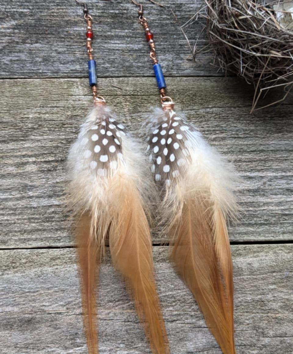 Egyptian Inspired Feather Dangle Earrings