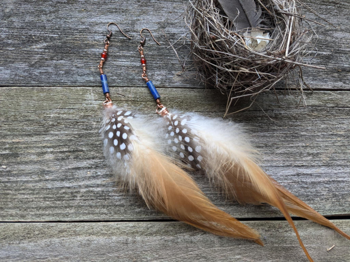 Egyptian Inspired Feather Dangle Earrings