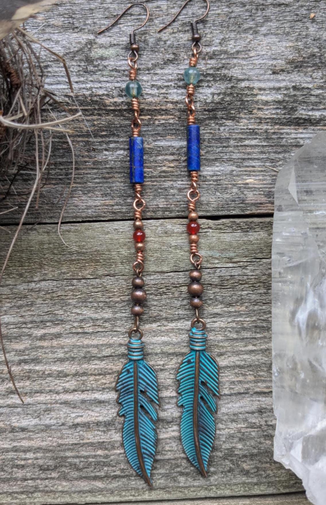 Long Egyptian-Inspired Dangle Earrings