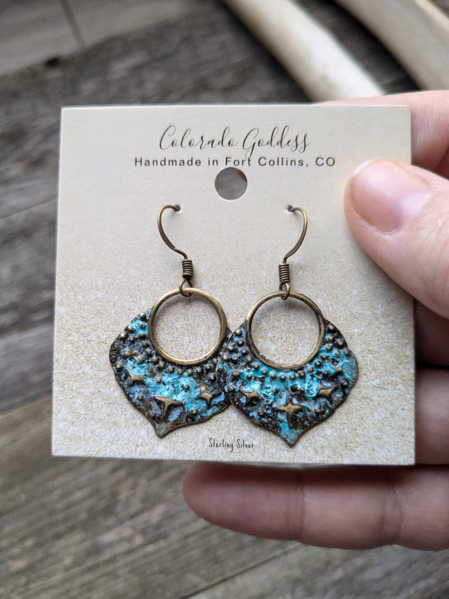Twinkling Stars Turquoise Patina Dangle Earrings