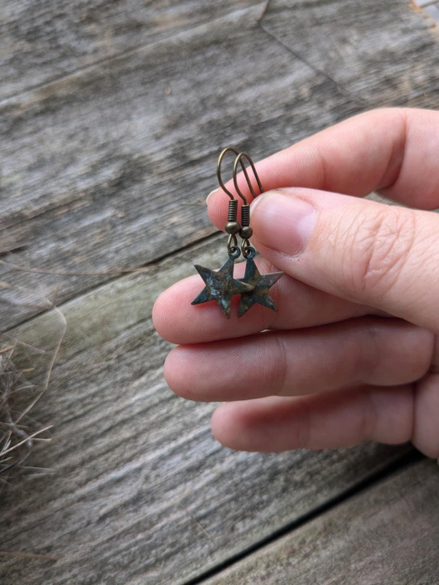 Patina Star Drop Earrings