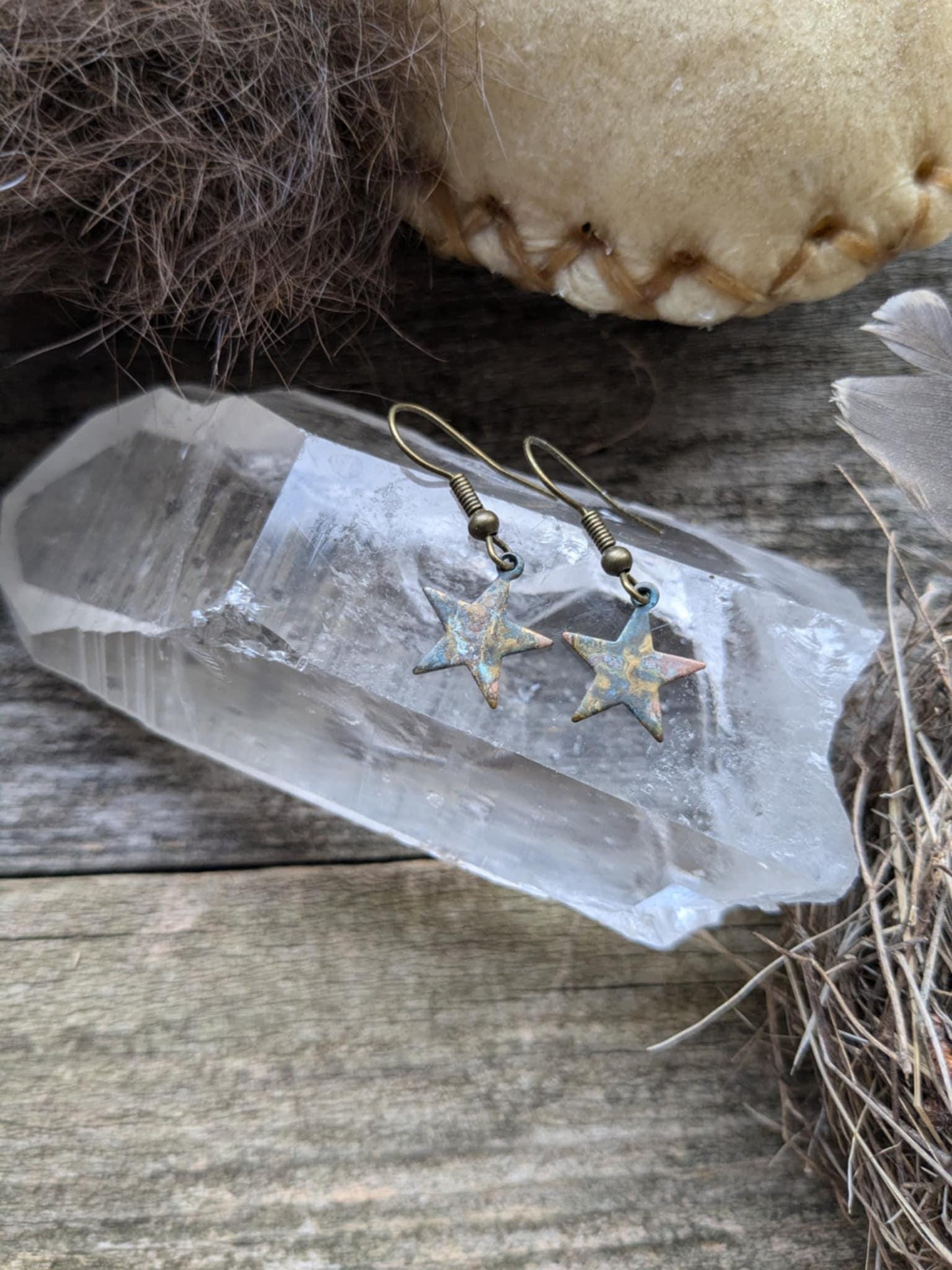 Patina Star Drop Earrings