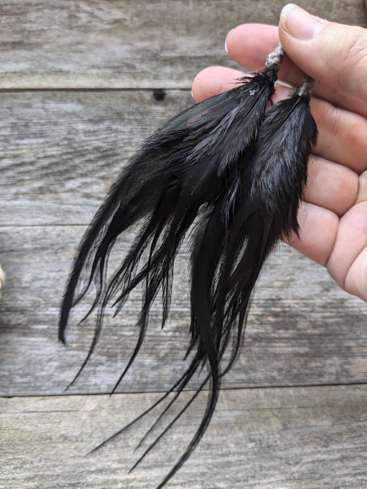 Long Black Feather Earrings
