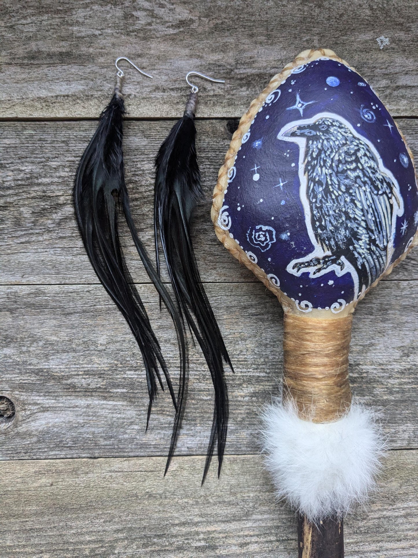 Long Black Feather Earrings