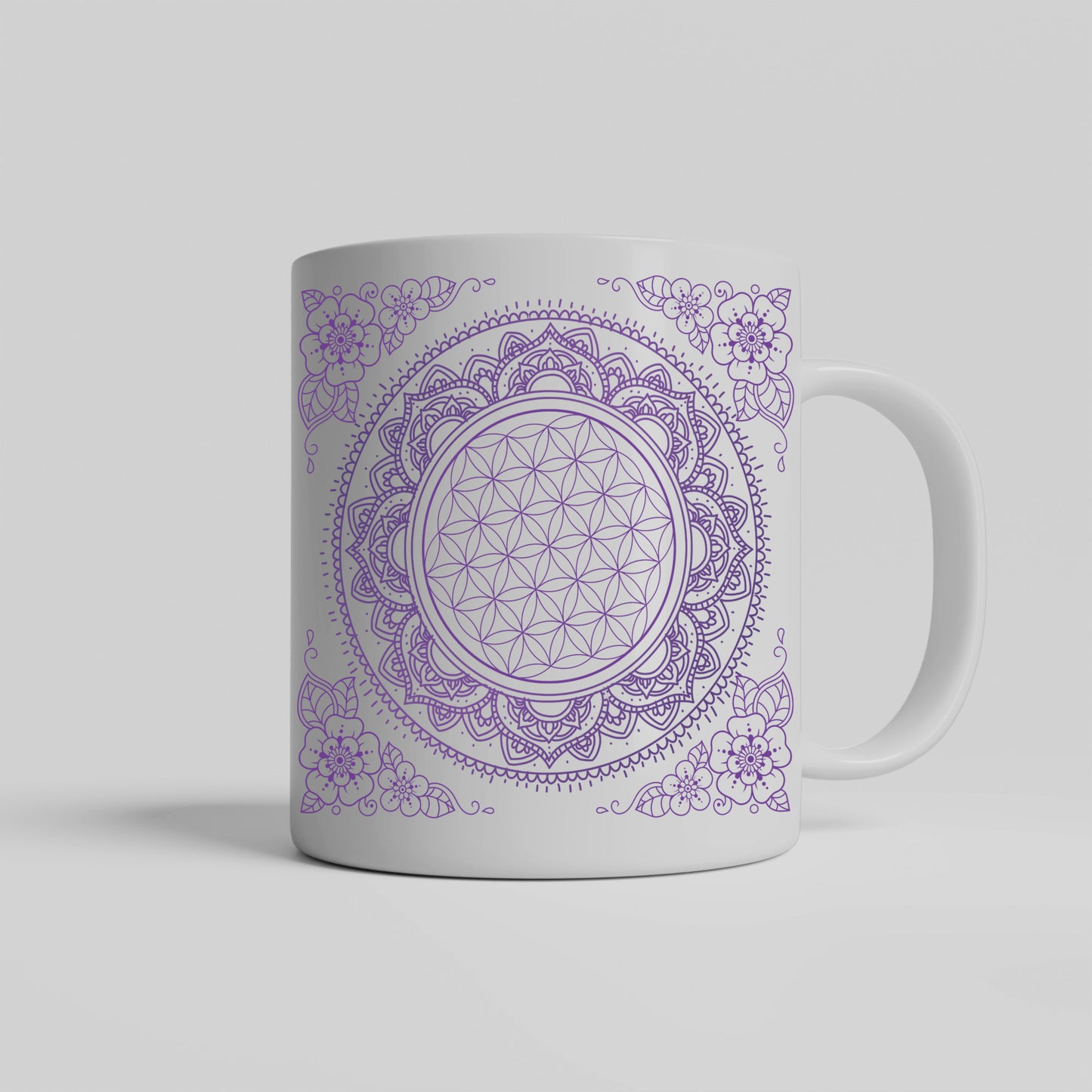 Purple Flower of Life Spiritual Mandala Mug