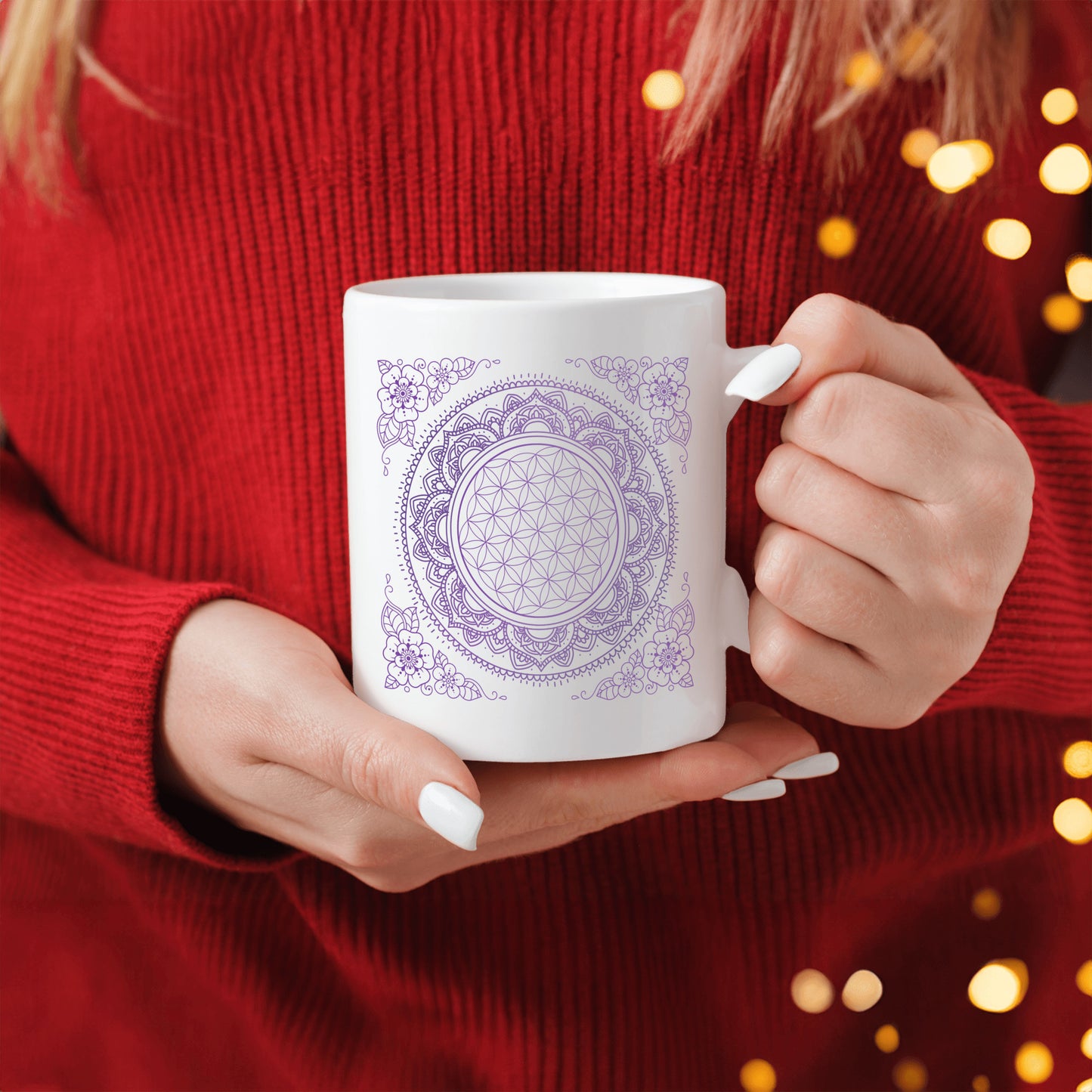 Purple Flower of Life Spiritual Mandala Mug