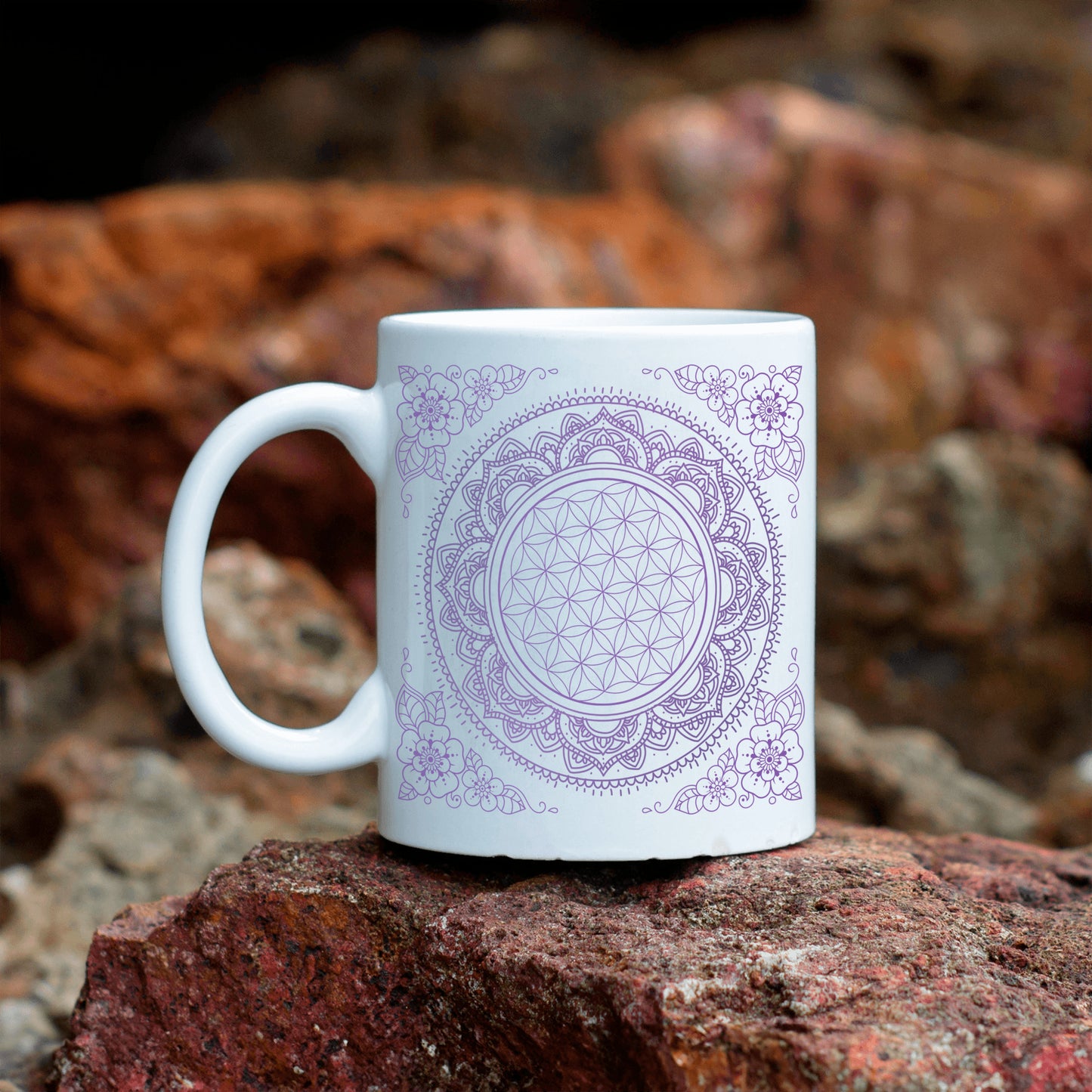 Purple Flower of Life Spiritual Mandala Mug