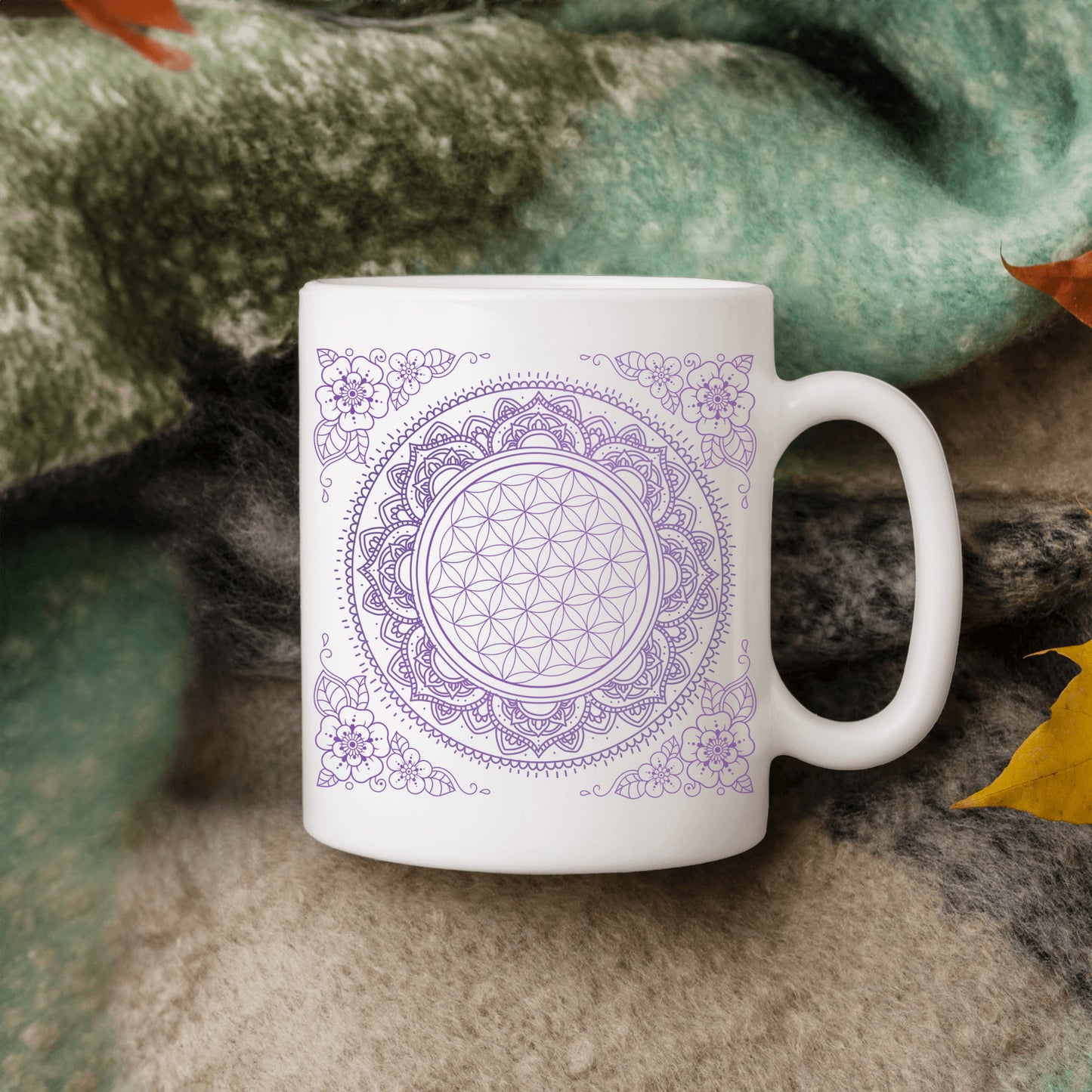 Purple Flower of Life Spiritual Mandala Mug