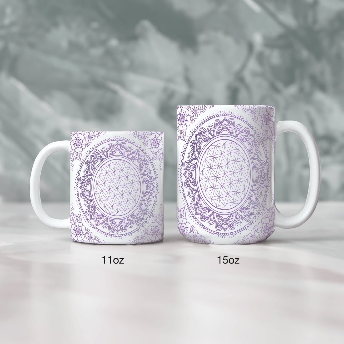 Purple Flower of Life Spiritual Mandala Mug