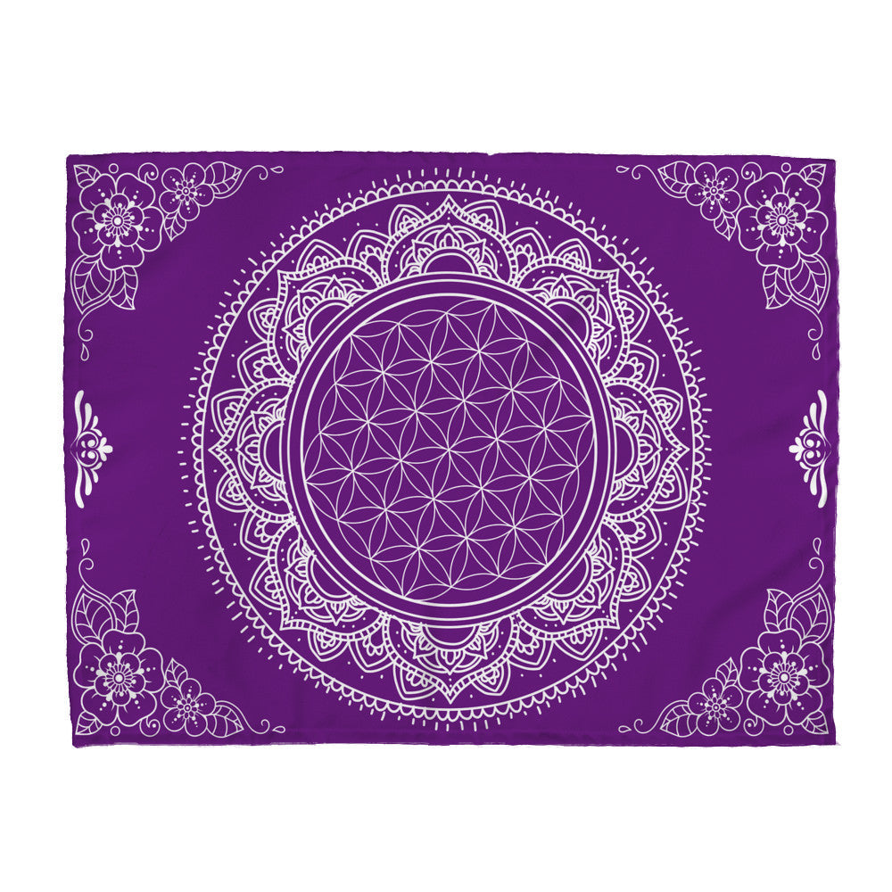 Small Purple Flower of LifeSpiritual Mandala Tapestry 26x36"