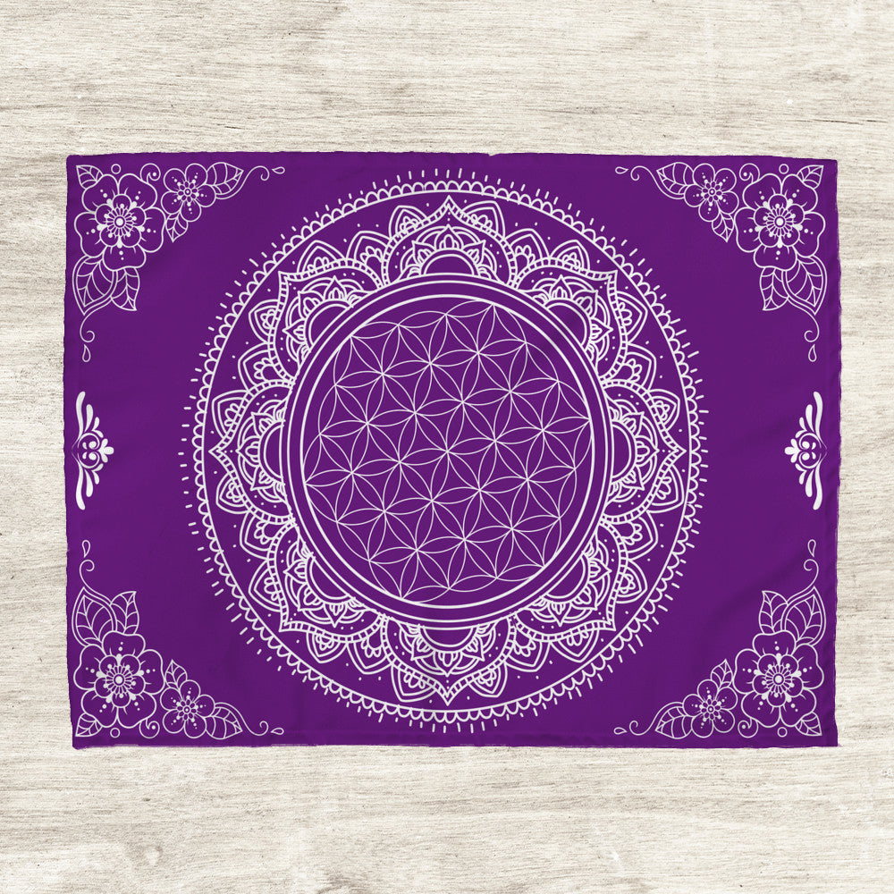 Small Purple Flower of LifeSpiritual Mandala Tapestry 26x36"