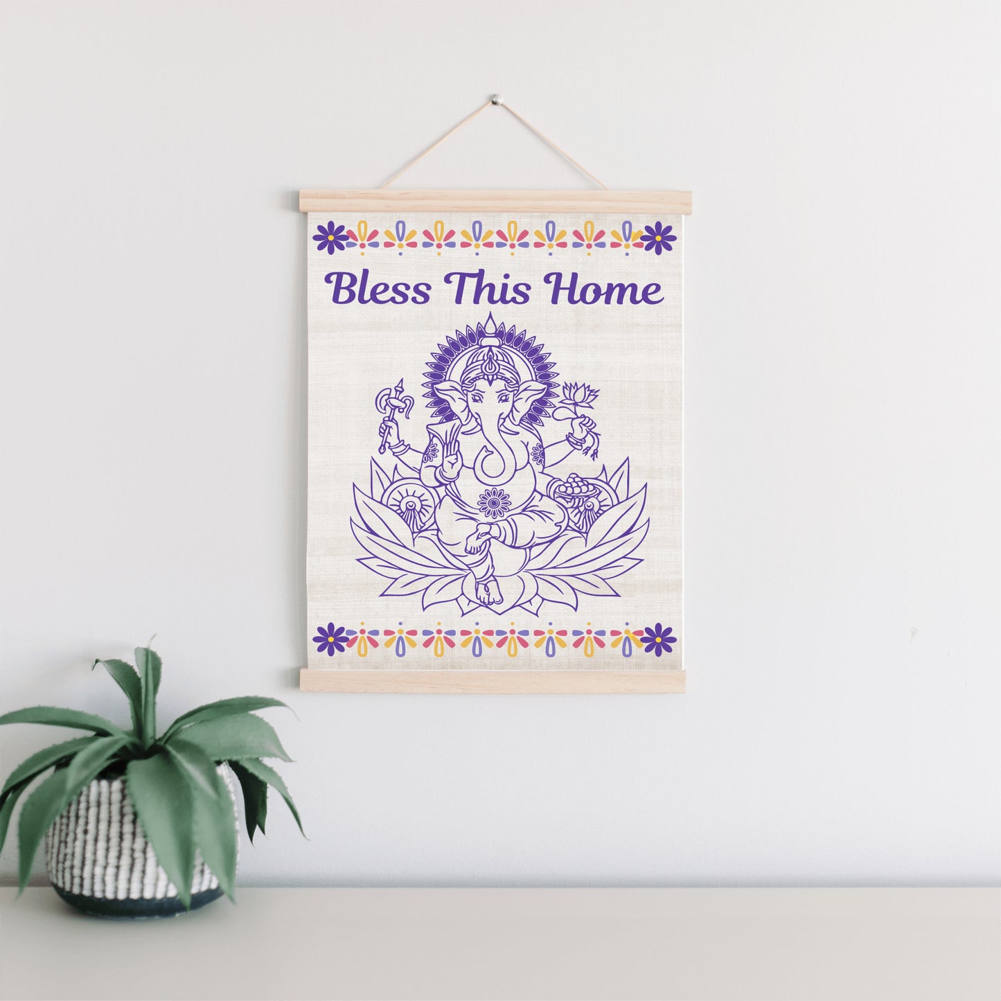 Ganesha Bless this Home Hanging Canvas