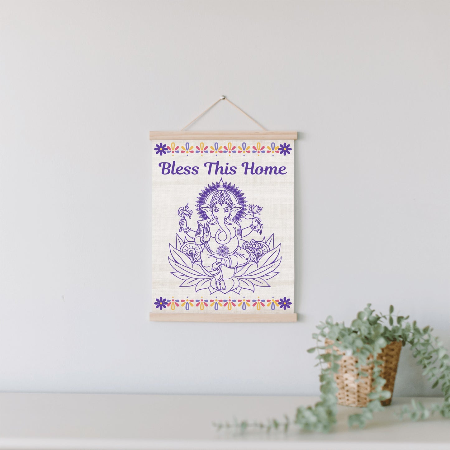 Ganesha Bless this Home Hanging Canvas
