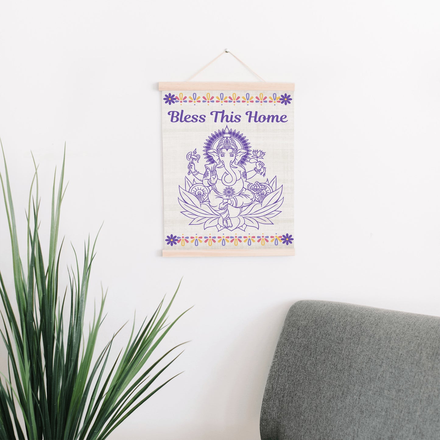 Ganesha Bless this Home Hanging Canvas