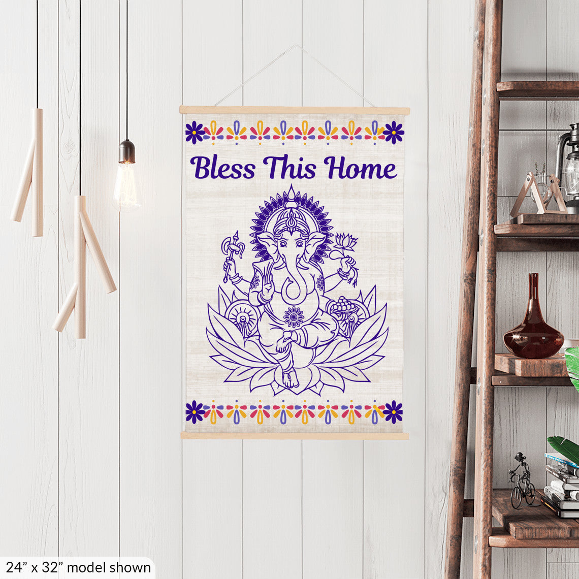 Ganesha Bless this Home Hanging Canvas