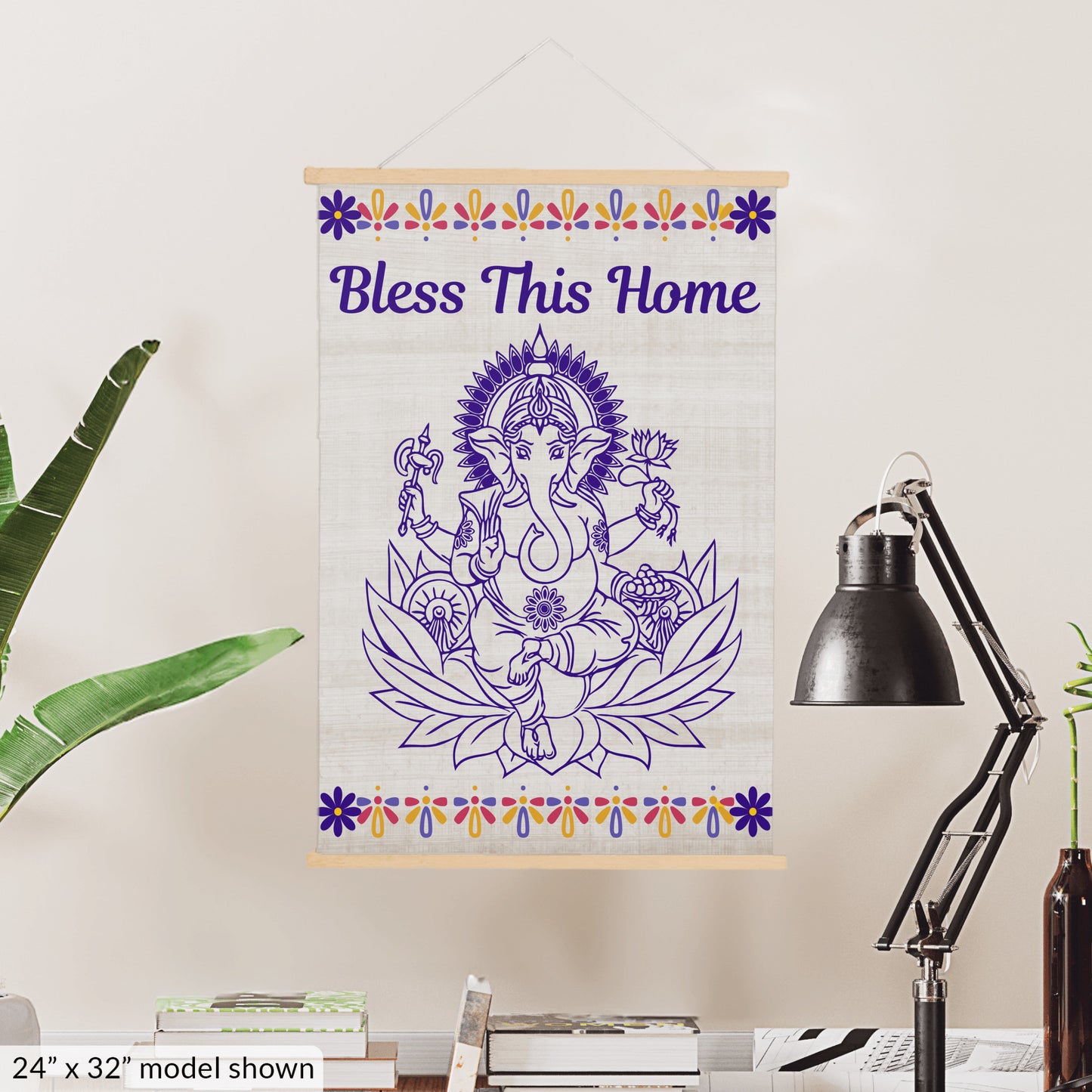 Ganesha Bless this Home Hanging Canvas
