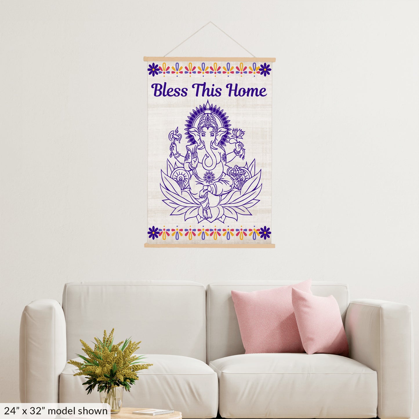 Ganesha Bless this Home Hanging Canvas