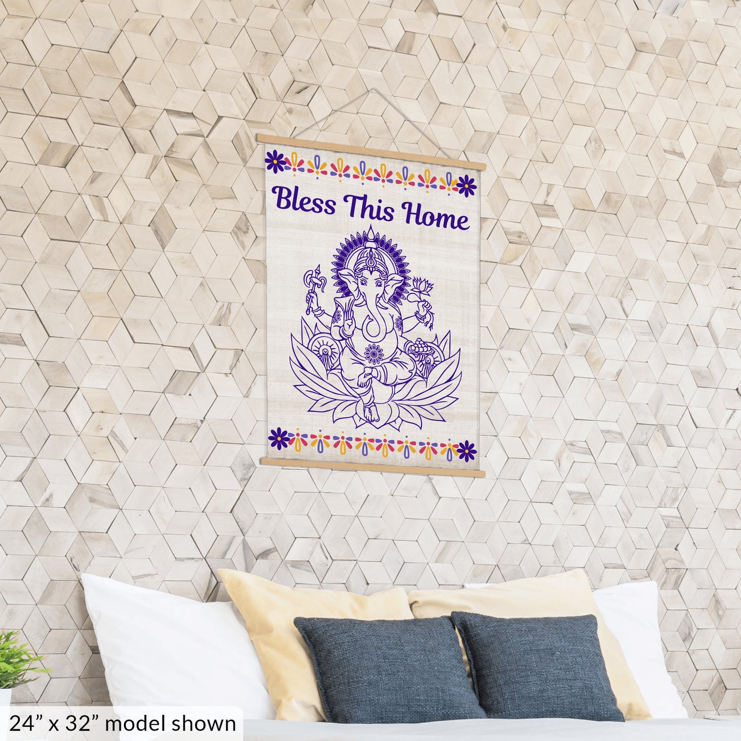 Ganesha Bless this Home Hanging Canvas