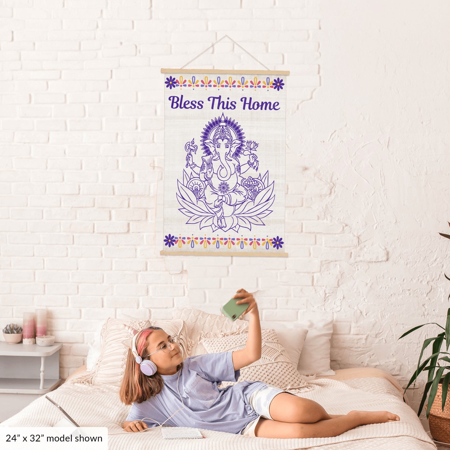 Ganesha Bless this Home Hanging Canvas