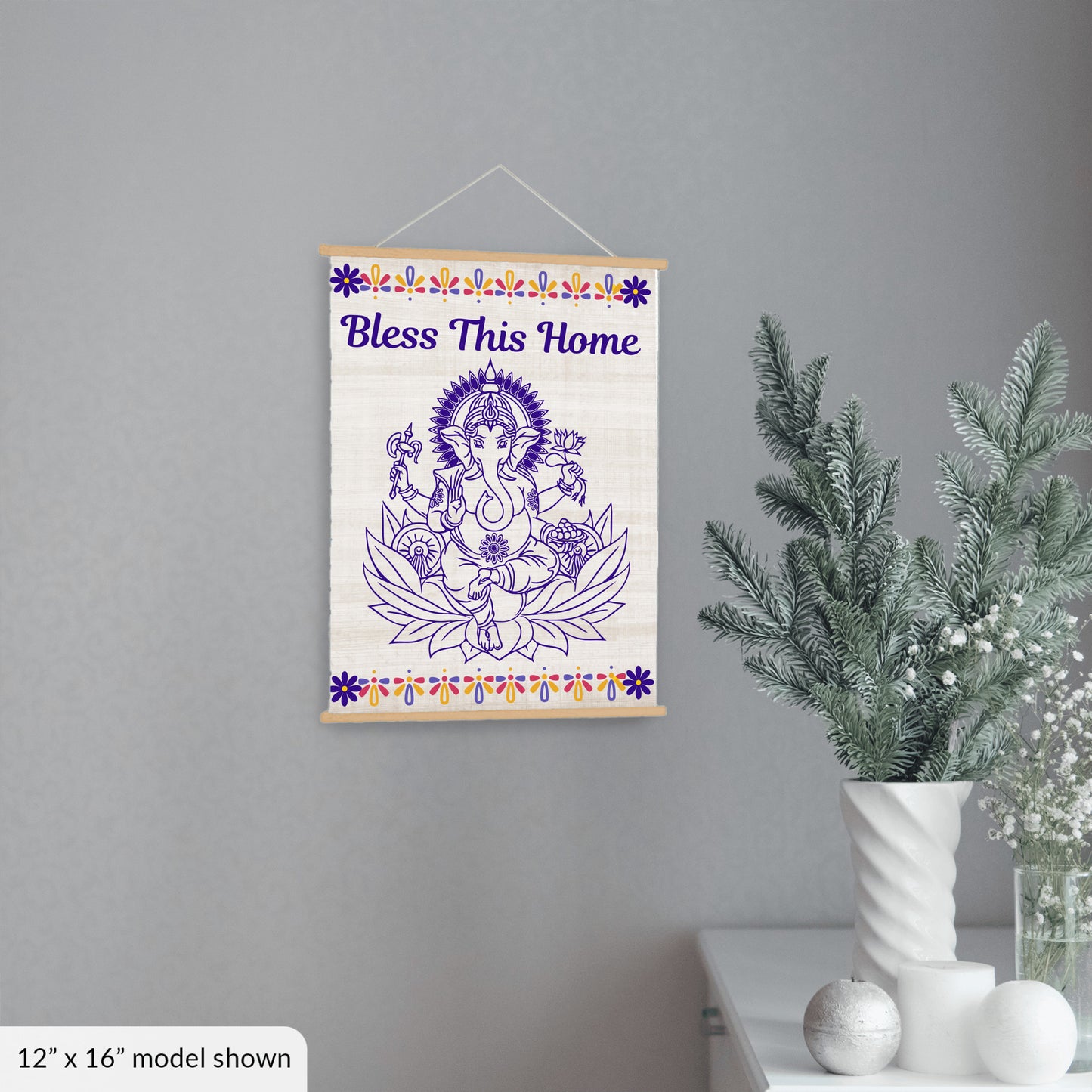 Ganesha Bless this Home Hanging Canvas