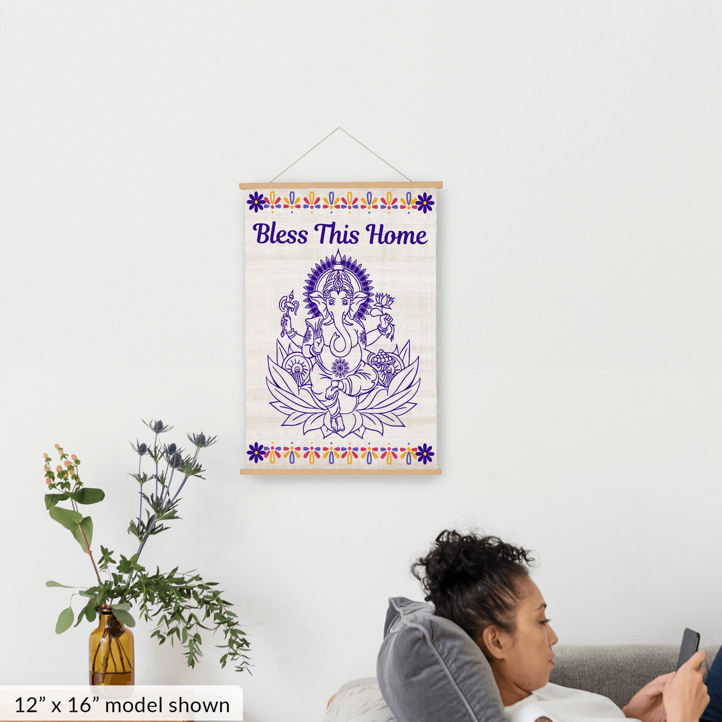 Ganesha Bless this Home Hanging Canvas