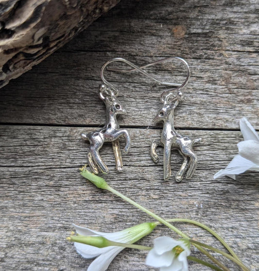 Dainty Silver Fawn Earrings