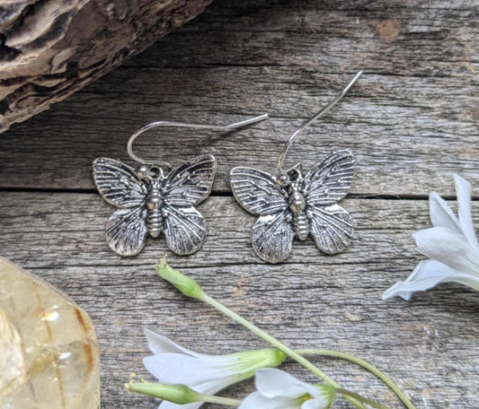 Dainty Silver Butterfly Earrings