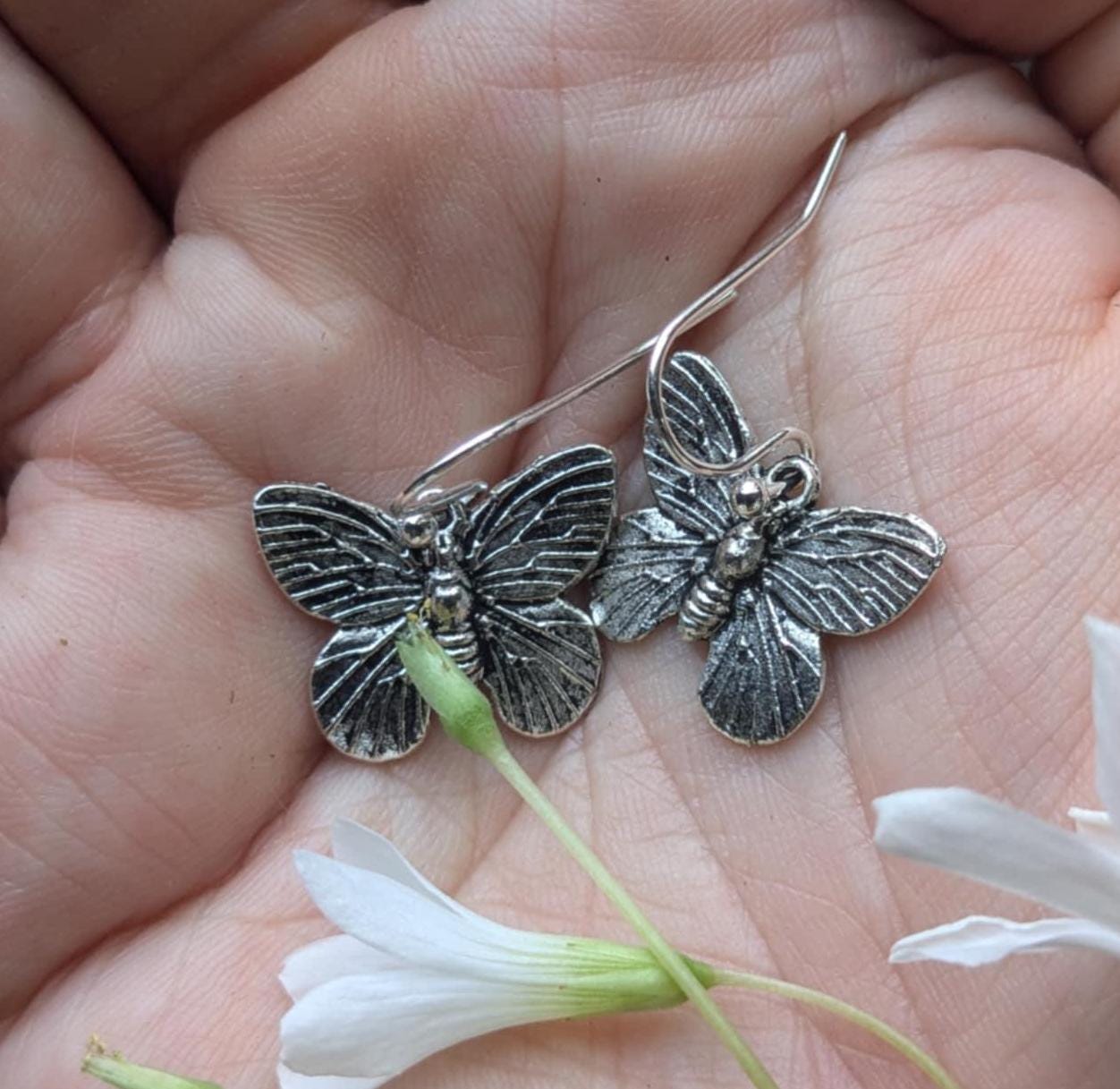 Dainty Silver Butterfly Earrings