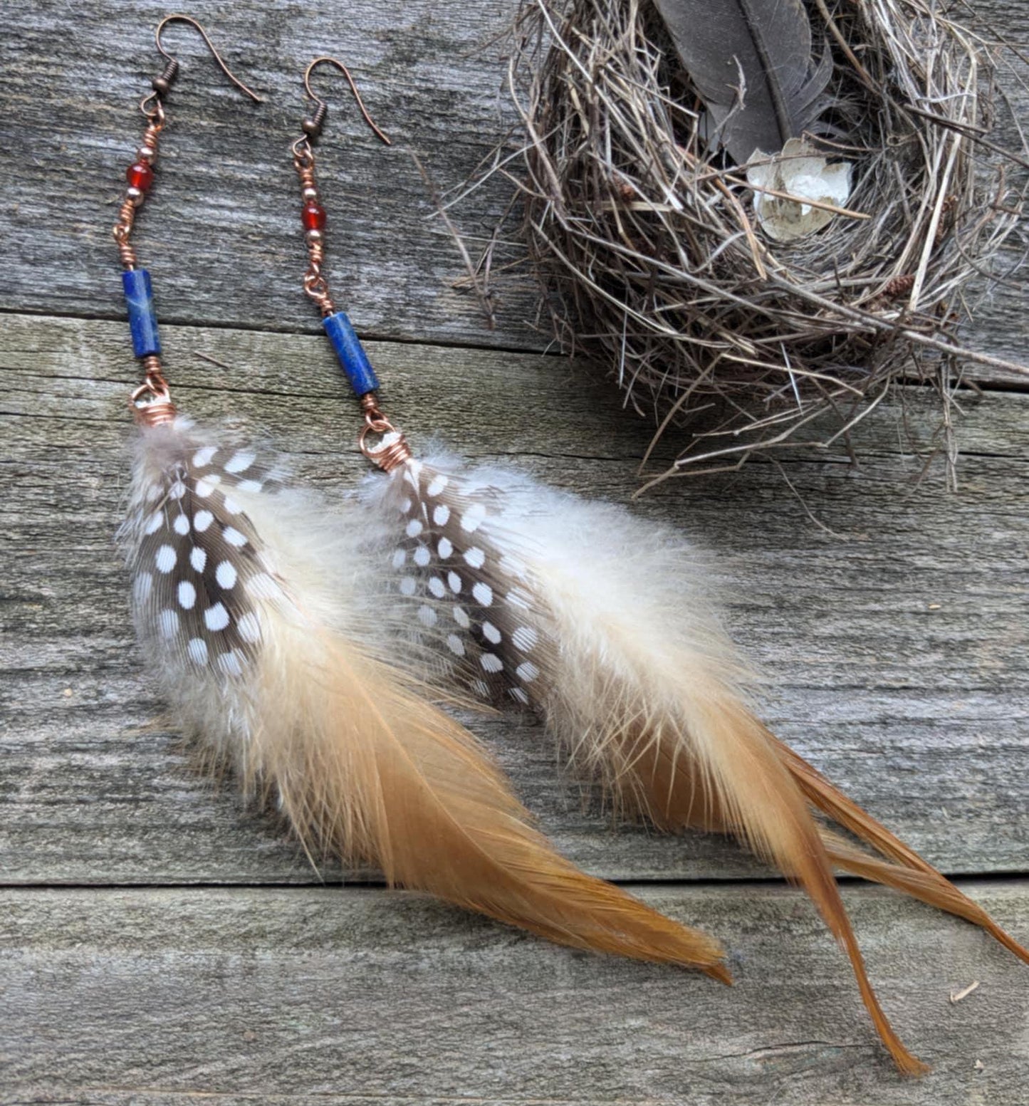 Egyptian Inspired Feather Dangle Earrings