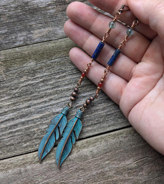 Long Egyptian-Inspired Dangle Earrings