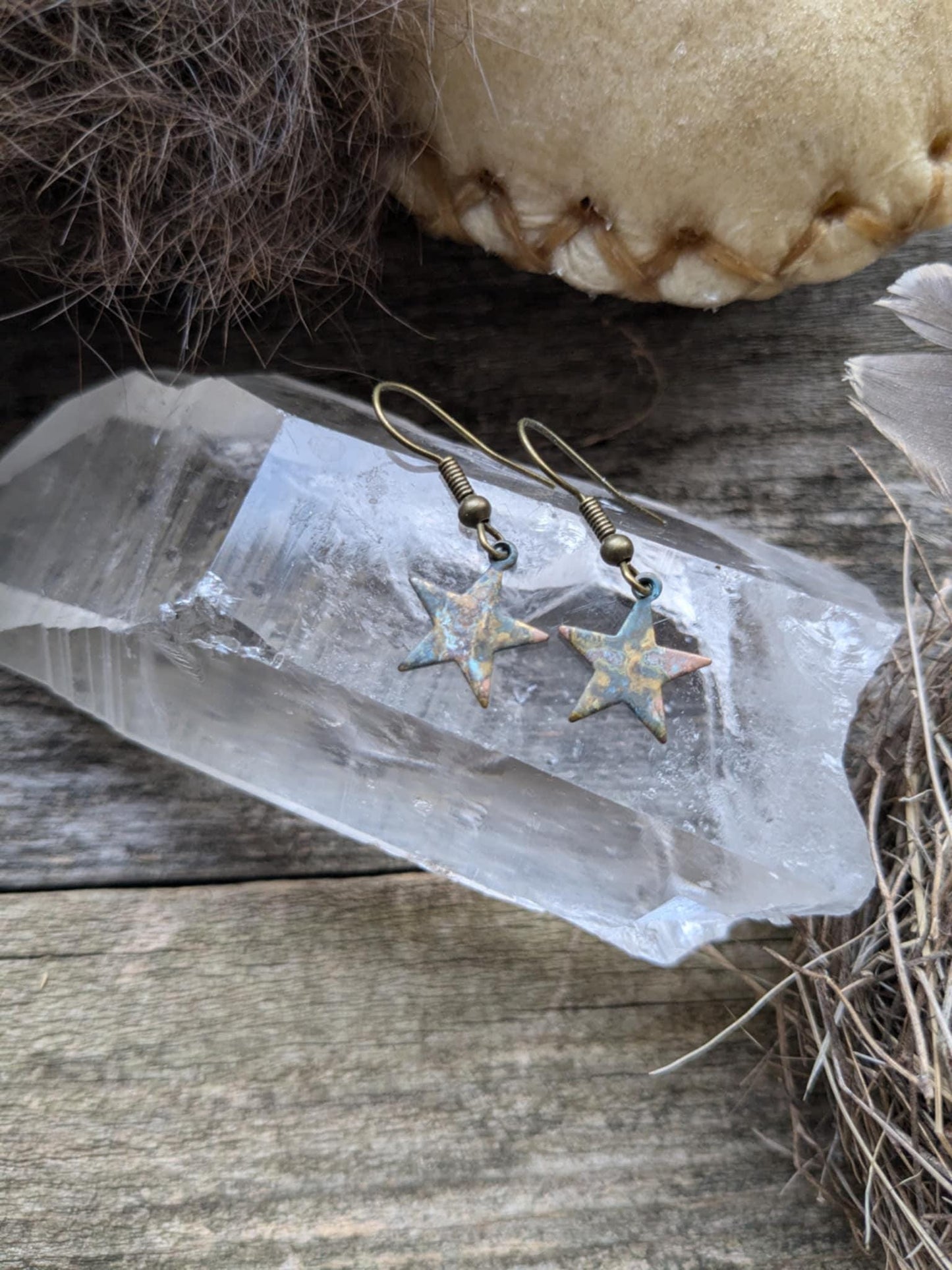 Patina Star Drop Earrings