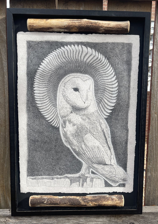 "Owl Priestess" - Original Pencil Drawing w/ Frame