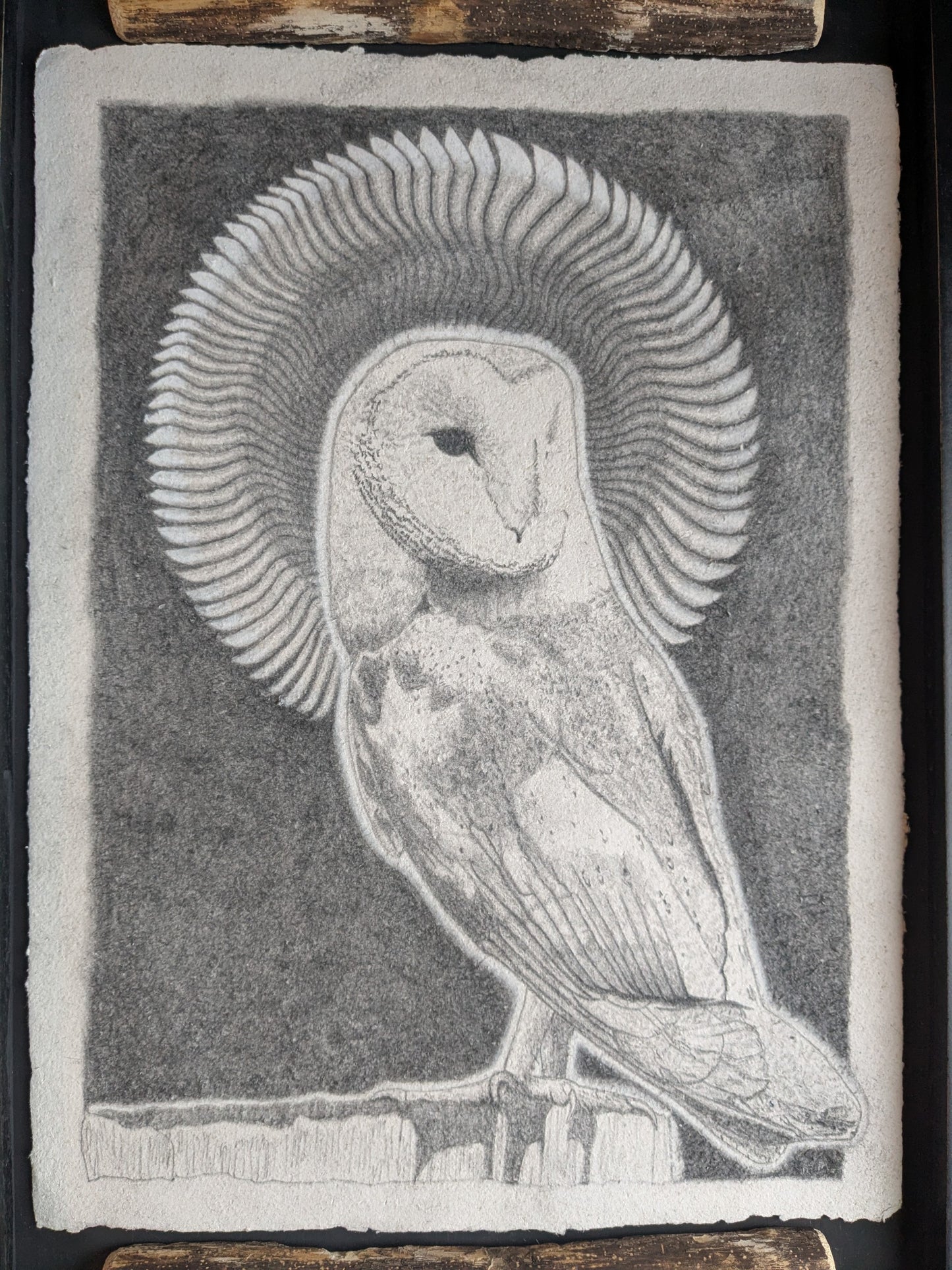 "Owl Priestess" - Original Pencil Drawing w/ Frame