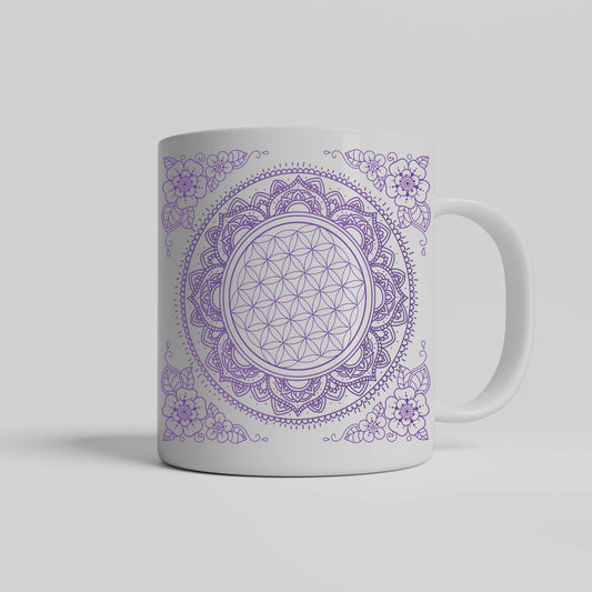 Purple Flower of Life Spiritual Mandala Mug